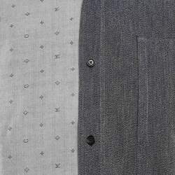 Pre Owned Louis Vuitton Blue Monogram Cotton Long Sleeve Shirt L