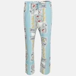 Louis Vuitton Blue Printed Silk Pajama Pants M