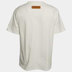Louis Vuitton White Logo Embossed Cotton Crew Neck T-Shirt L