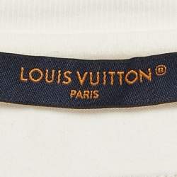 Louis Vuitton White Logo Embossed Cotton Crew Neck T-Shirt L