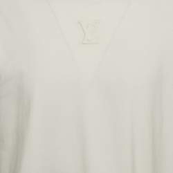Louis Vuitton White Logo Embossed Cotton Crew Neck T-Shirt L