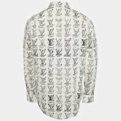 Louis Vuitton White Logo Print Cotton Button Front Shirt L
