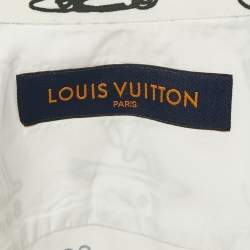 Louis Vuitton White Logo Print Cotton Button Front Shirt L