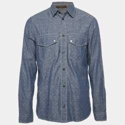 Louis Vuitton Blue Monogram Denim Button Front Shirt L