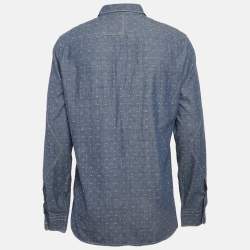 Louis Vuitton Blue Monogram Denim Button Front Shirt L