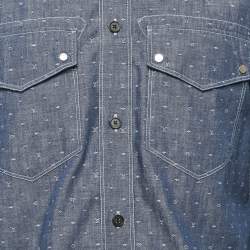 Louis Vuitton Blue Monogram Denim Button Front Shirt L