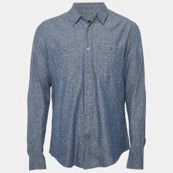 Louis Vuitton Blue Monogram Denim Button Front Shirt L