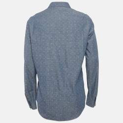 Louis Vuitton Blue Monogram Denim Button Front Shirt L