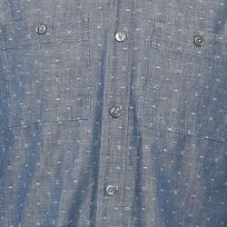Louis Vuitton Blue Monogram Denim Button Front Shirt L