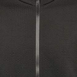 Louis Vuitton Black Monogram Textured Knit Zip Up Jacket S
