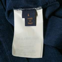 Louis Vuitton Blue Logo Print Cotton Pique Polo T-Shirt L
