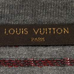 Louis Vuitton Grey Striped Cotton V Detail Crew Neck T-Shirt XXL