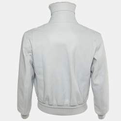 Pre Owned Louis Vuitton Grey Deer Skin Shearling Detail Jacket S