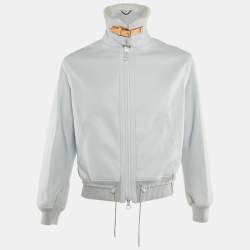 Pre Owned Louis Vuitton Grey Deer Skin Shearling Detail Jacket S