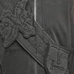 Louis Vuitton Faded Black Applique Detail Zip-Up Jacket XL