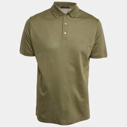 Louis Vuitton Olive Green Cotton Pique Polo T-Shirt L
