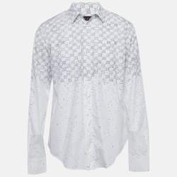 Louis Vuitton White Fading Damier Cotton Long Sleeve Shirt XL