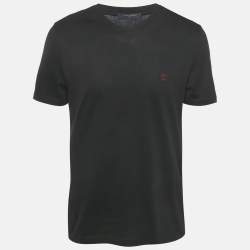 Louis Vuitton Black Logo Embroidery Cotton Crew Neck T-Shirt M