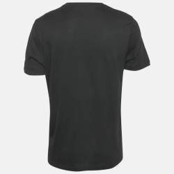 Louis Vuitton Black Logo Embroidery Cotton Crew Neck T-Shirt M