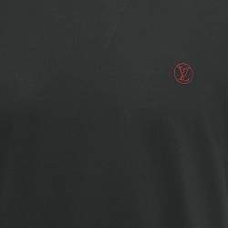 Louis Vuitton Black Logo Embroidery Cotton Crew Neck T-Shirt M