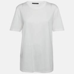 Louis Vuitton White Logo Embroidered Jersey Crew Neck T-Shirt L