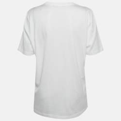 Louis Vuitton White Logo Embroidered Jersey Crew Neck T-Shirt L