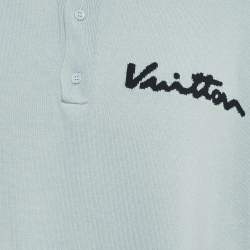 Pre Owned Louis Vuitton Blue Jersey Intarsia Detail Polo T-Shirt XL