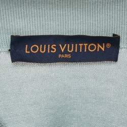 Pre Owned Louis Vuitton Blue Jersey Intarsia Detail Polo T-Shirt XL