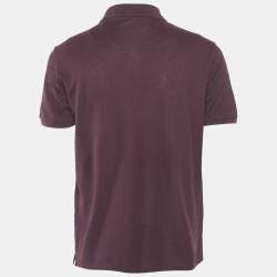 Pre Owned Louis Vuitton Burgundy Pique Cotton Polo T-Shirt M