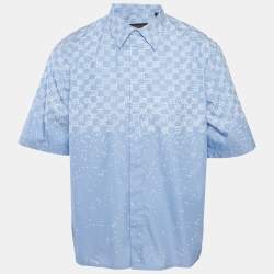 Louis Vuitton Blue Printed Cotton Blend Half Sleeve Shirt M
