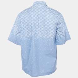 Louis Vuitton Blue Printed Cotton Blend Half Sleeve Shirt M