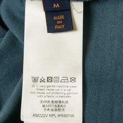 Louis Vuitton Blue Flock Print Cotton Knit Button Front Shirt M