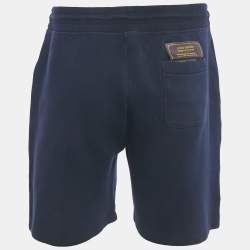 Pre Owned Louis Vuitton Staple Edition Navy Blue Jersey Drawstring Shorts L