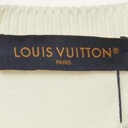 Pre Owned Louis Vuitton White Logo Embroidery Cotton Crew Neck T-Shirt M