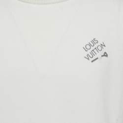 Pre Owned Louis Vuitton White Logo Embroidery Cotton Crew Neck T-Shirt M