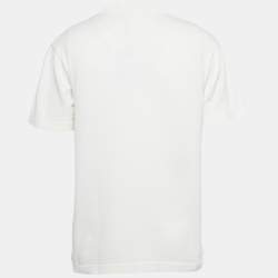 Pre Owned Louis Vuitton White Logo Embroidery Cotton Crew Neck T-Shirt M