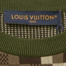 Pre Owned Louis Vuitton Green Damier Cotton Jacquard Stud Detail Pullover M
