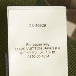Pre Owned Louis Vuitton Green Damier Cotton Jacquard Stud Detail Pullover M