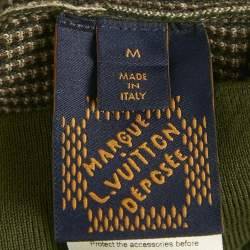 Pre Owned Louis Vuitton Green Damier Cotton Jacquard Stud Detail Pullover M