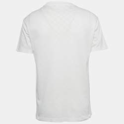 Pre Owned Louis Vuitton White Damier Jersey Crewneck T-Shirt S
