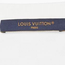 Pre Owned Louis Vuitton White Damier Jersey Crewneck T-Shirt S