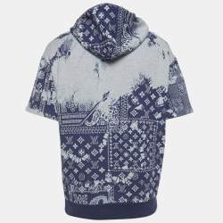 Pre Owned Louis Vuitton Blue Cotton Monogram Bandana Short-Sleeve Hoodie M