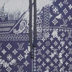 Pre Owned Louis Vuitton Blue Cotton Monogram Bandana Short-Sleeve Hoodie M