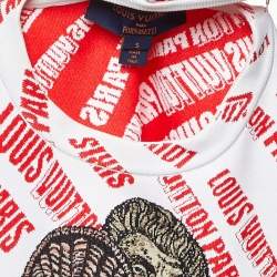 Pre Owned Louis Vuitton X Fornasetti Red Roman Bust Knit Hooded Jumper S