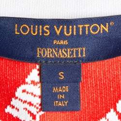 Pre Owned Louis Vuitton X Fornasetti Red Roman Bust Knit Hooded Jumper S