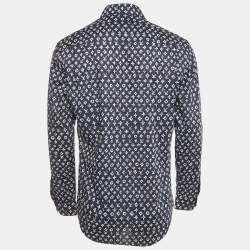 Pre Owned Louis Vuitton Blue Monogram Print Cotton Regular Fit Shirt M