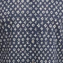 Pre Owned Louis Vuitton Blue Monogram Print Cotton Regular Fit Shirt M