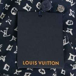 Pre Owned Louis Vuitton Blue Monogram Print Cotton Regular Fit Shirt M