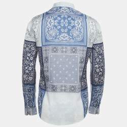 Pre Owned Louis Vuitton Blue Bandana Print Cotton Long Sleeve Shirt S