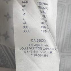 Pre Owned قميص لوي فيتون أكمام قصيرة شعار مطبوع أبيض وأزرق مقاس صغير (سمول)